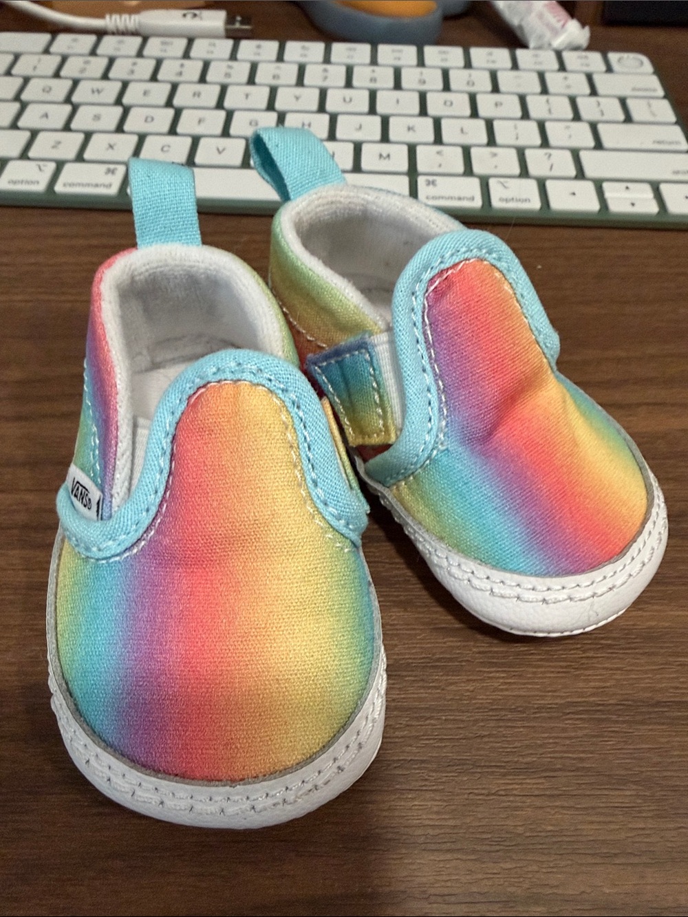 Vans Rainbow Gradient Slip-On Baby Shoes - Blue Trim